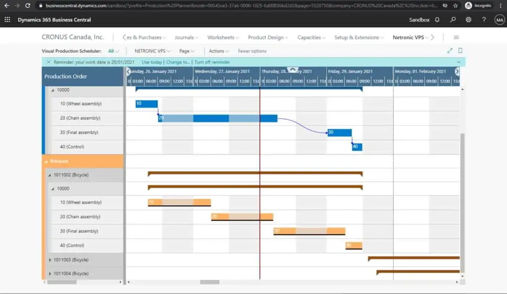 netronic visual production scheduler