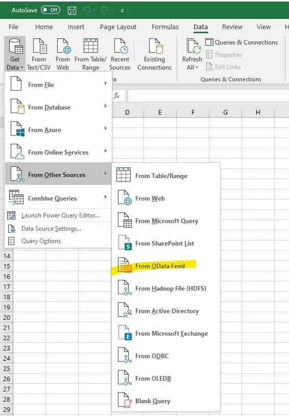Using OData with Business Central using OData with Business Central in excel