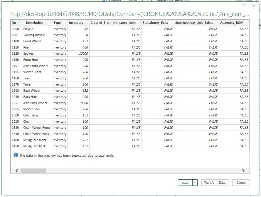 Using OData with Business Central Odata 6