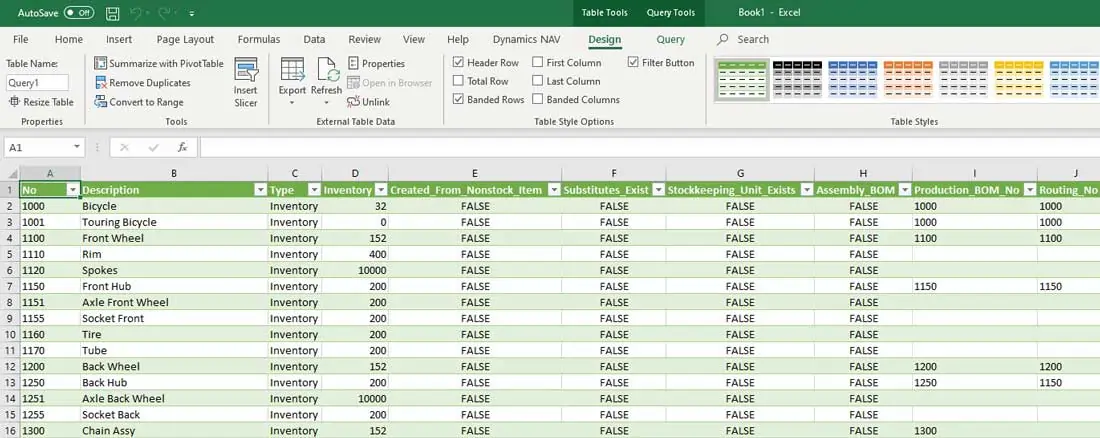 pulling OData with Business Central into an excel sheet