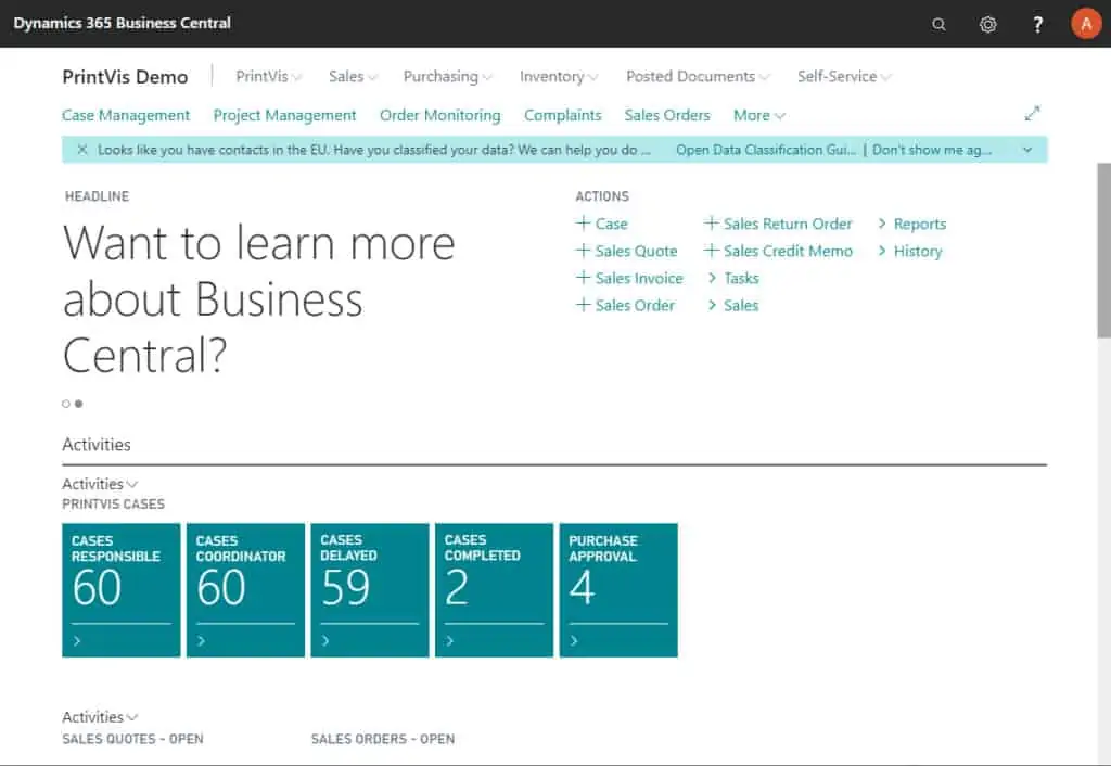 Print MIS | PrintVis running in Dynamics 365 Business Central