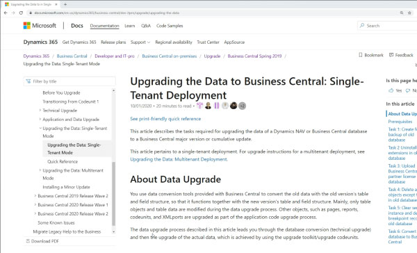 Microsoft docs contains instructions to upgrade Dynamics NAV to Business Central.