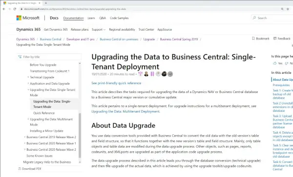 Microsoft docs contains instructions to upgrade Dynamics NAV to Business Central.