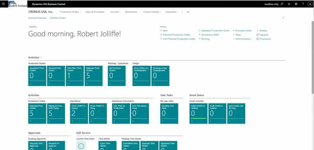 2021 Business Central Manufacturing Features Round Up 2021 Business Central Manufacturing Manager Home Page aka Role Center