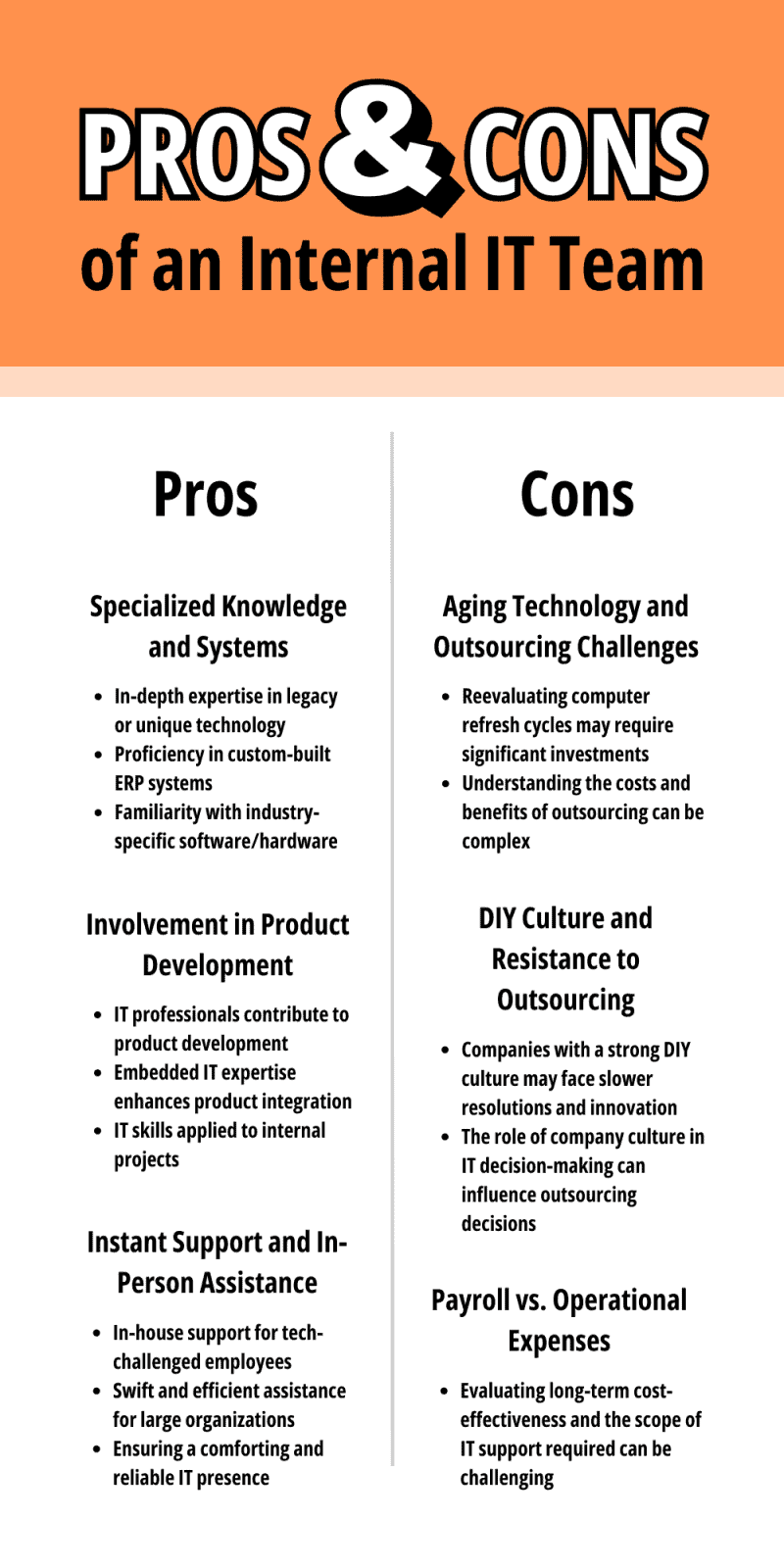 pros and cons of having an internal it team