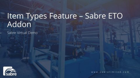 Item Types Feature in Sabre ETO Addon